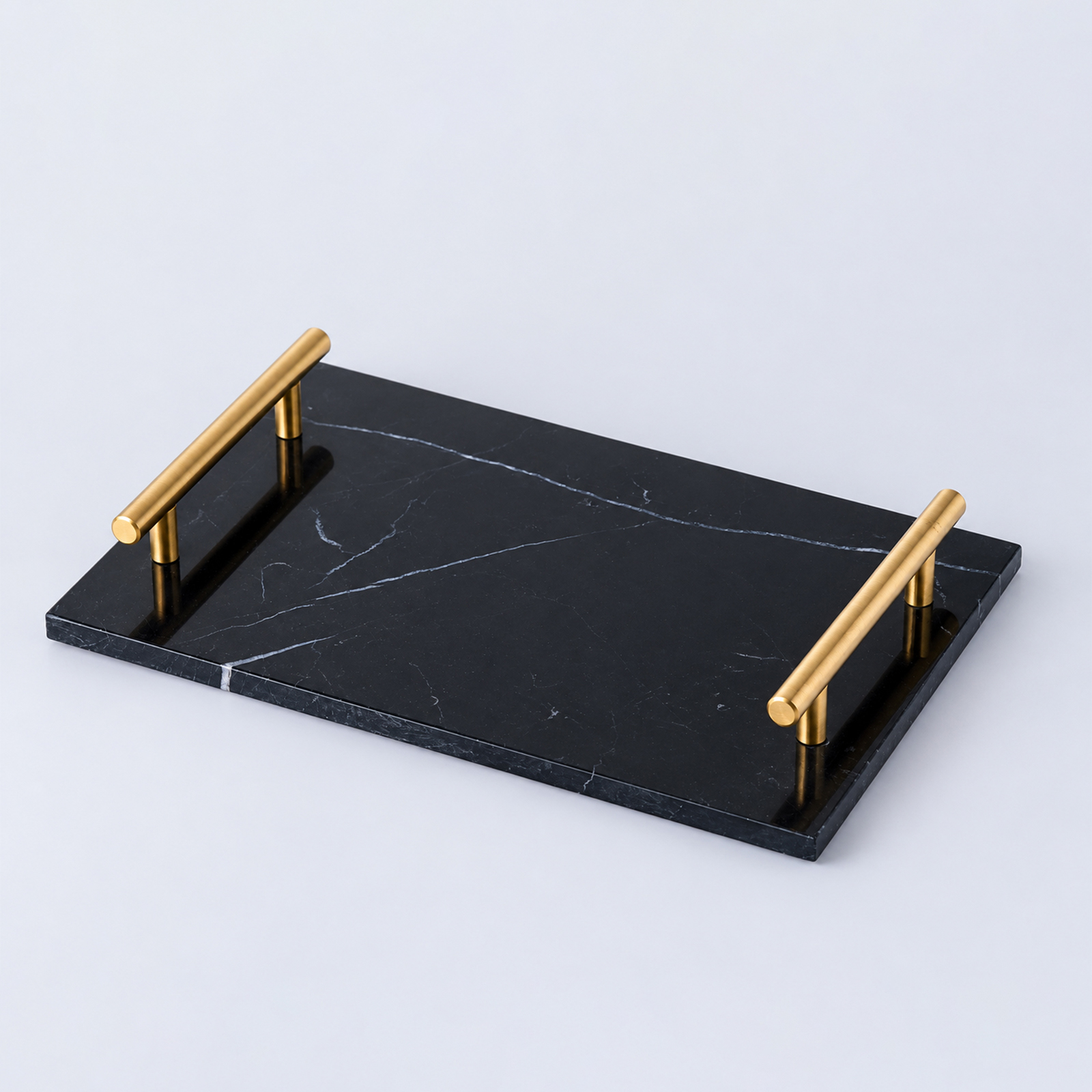 Luxury Marble Serving Tray with Brass Handles | Vanity Tray | Kitchen Organizer | Coffee Table Display | Restaurant Serving Tray